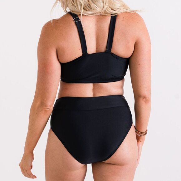NWT MidRise Full Coverage Briefs Bikini Swim Bottom in Black - Picture 10 of 13